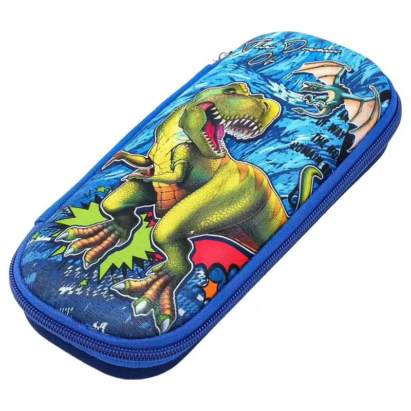 Bonfino Dinosaur-Themed Pencil Case – Blue And Green Style 1