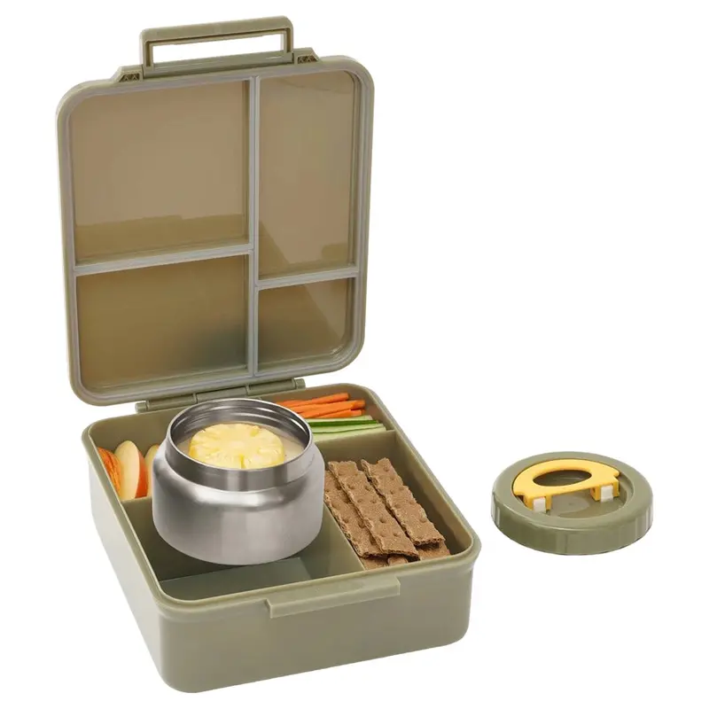 Bonfino Olive Green 1.87L Tritan Bento Lunch Box With Removable Food Jar 1