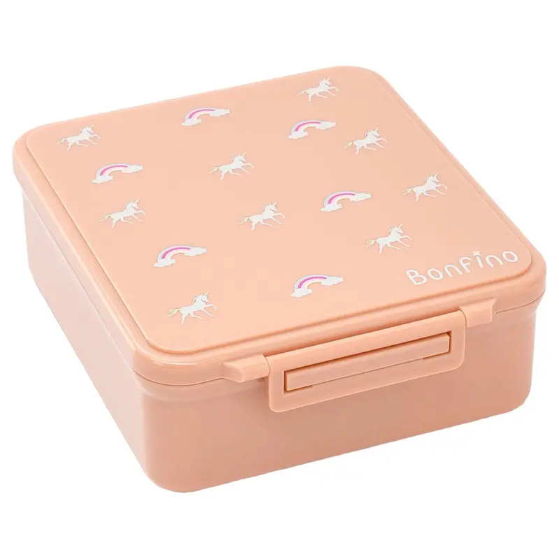 Bonfino Peach 1.87L Unicorn-Themed Tritan Bento Lunch Box With Food Container 1