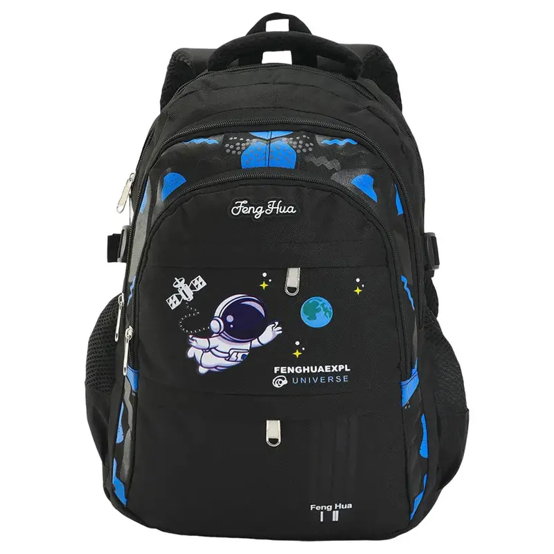 Bonfino Space Explorer Backpack – 16-Inch Astronaut-Design School Bag, Black 1
