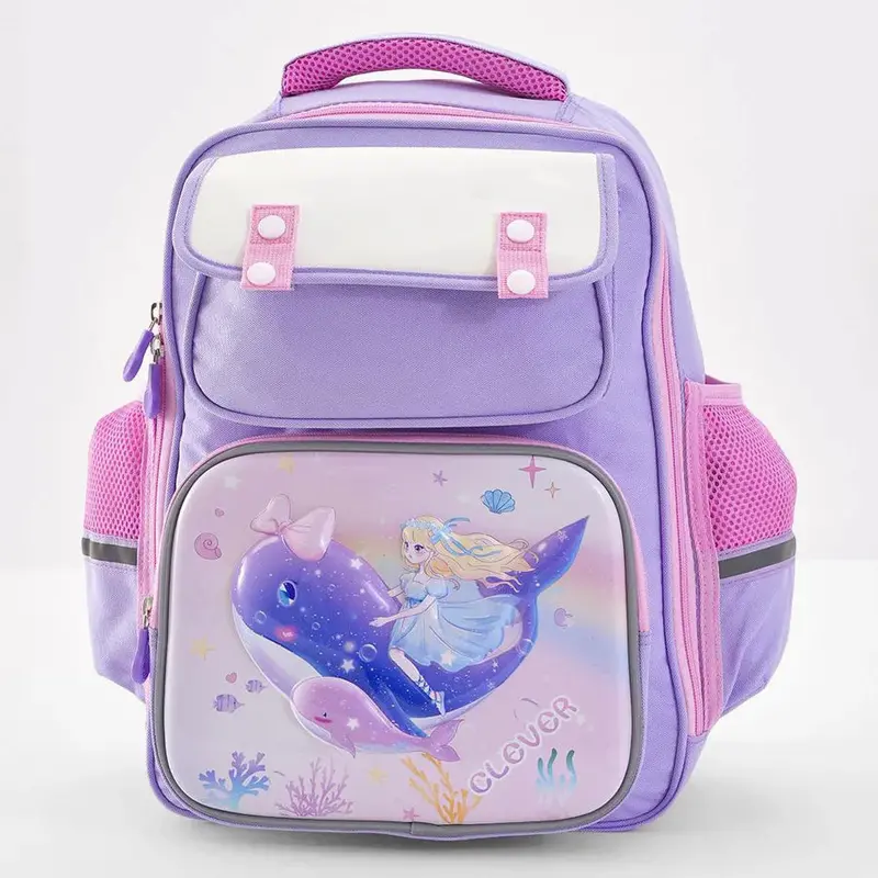 Bonfino Whale-Illustrated School Backpack – 17-Inch Kids’ Carryall, Purple 1