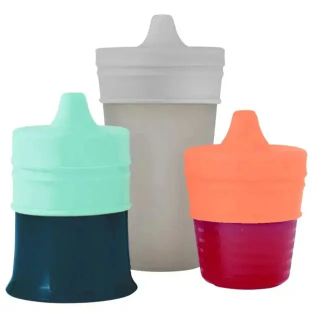 Boon Snug Reusable Silicone Spout Lids With Containers – Boy-Themed Set 1
