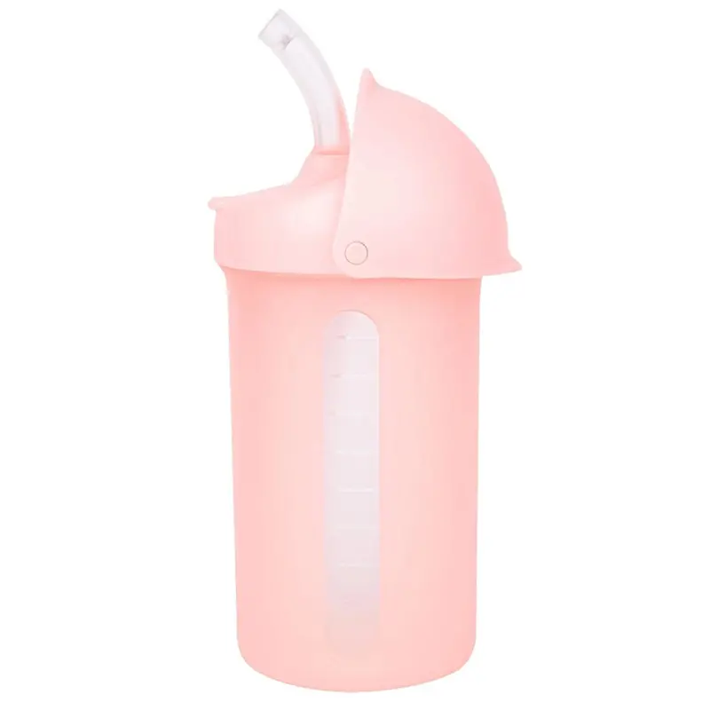 Boon Swig 10 Oz Silicone Straw Bottle – Soft Pink 1