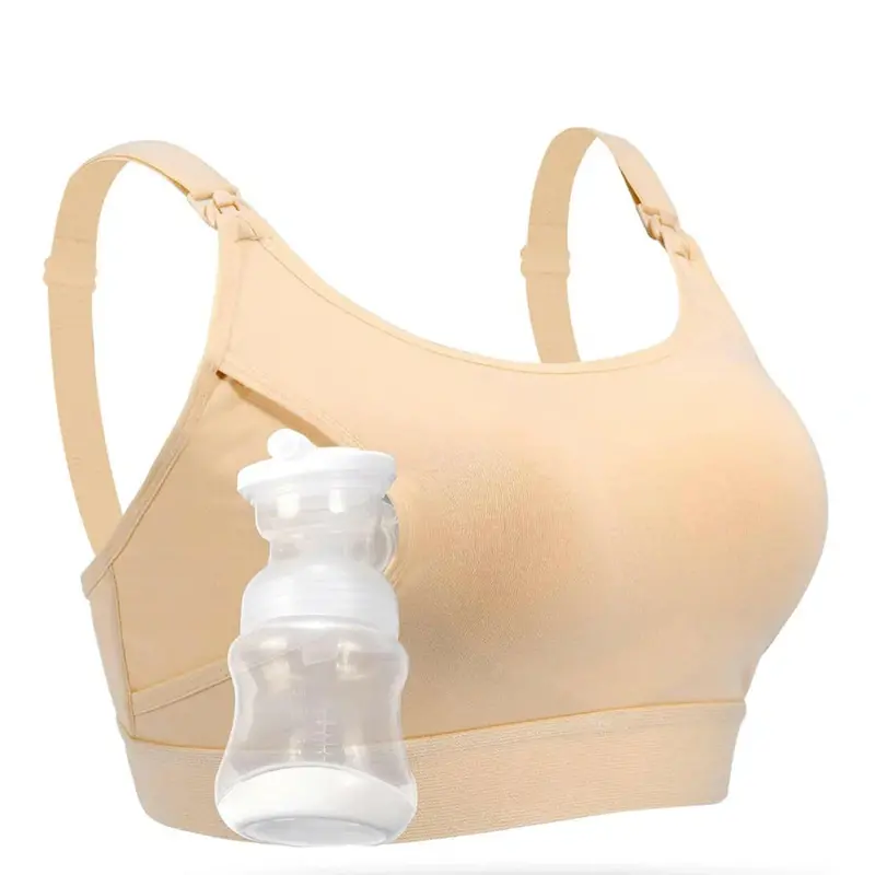 Breathable Hands-Free Pumping Bra In Beige – Momcozy 1