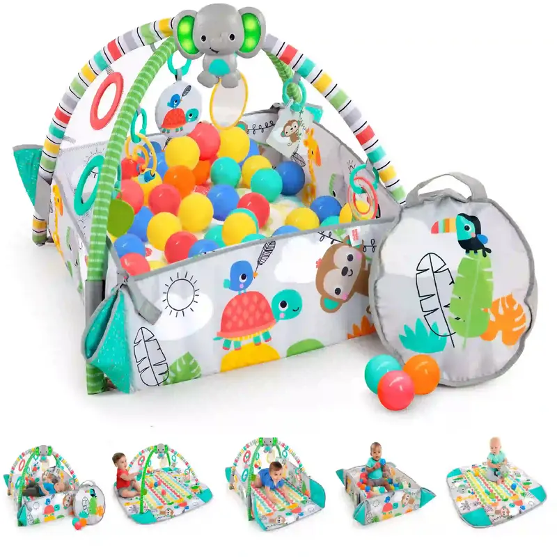 Bright Starts 5-In-1 Convertible Ball Play Gym & Ball Pit – Tropical Edition 1