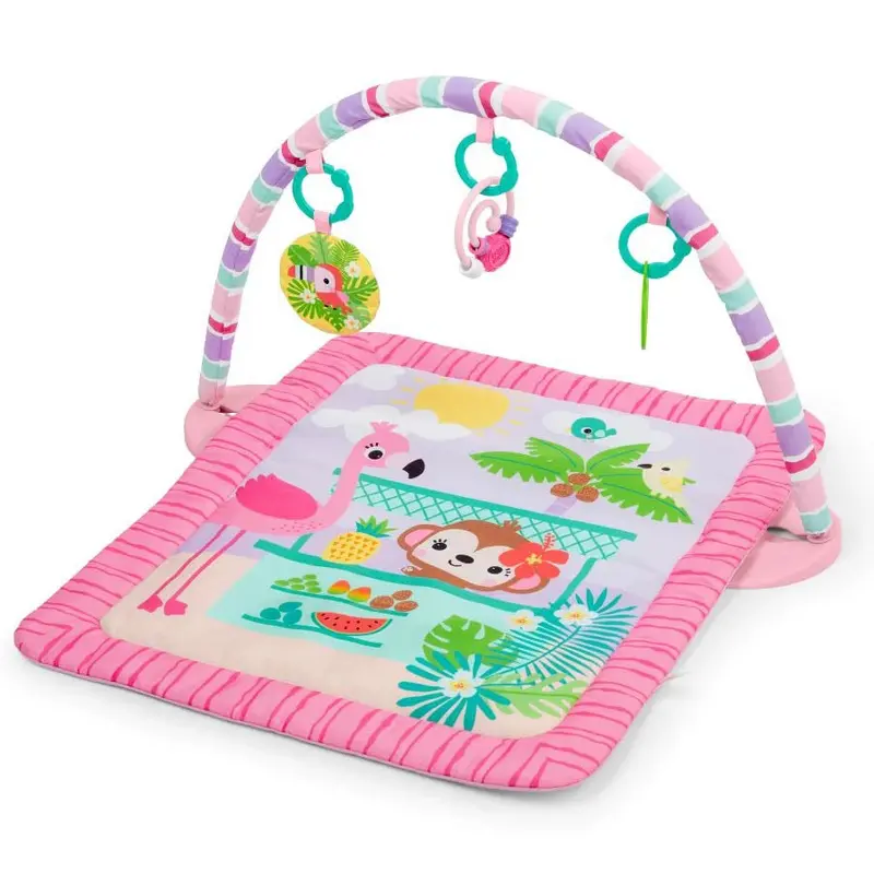 Bright Starts Pink Palms Tiki Toy Bar Gym – Hanging Activity Play Center 1