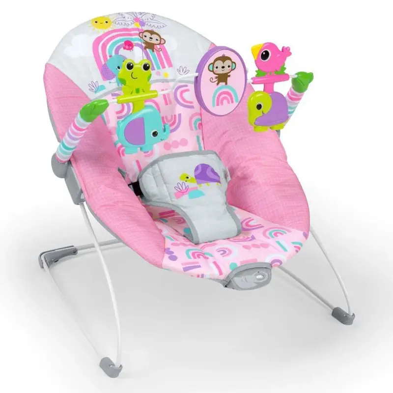 Bright Starts Pink Paradise Baby Bouncer With Gentle Vibration 1