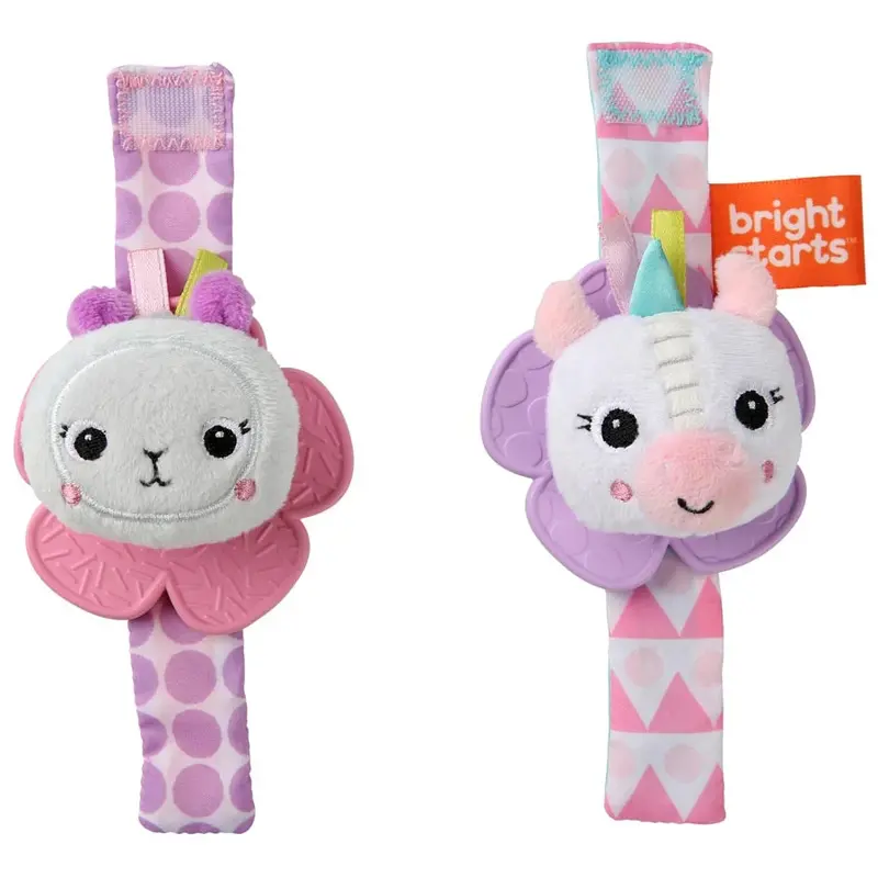 Bright Starts Rattle & Teethe Wrist Pals – Unicorn And Llama 1
