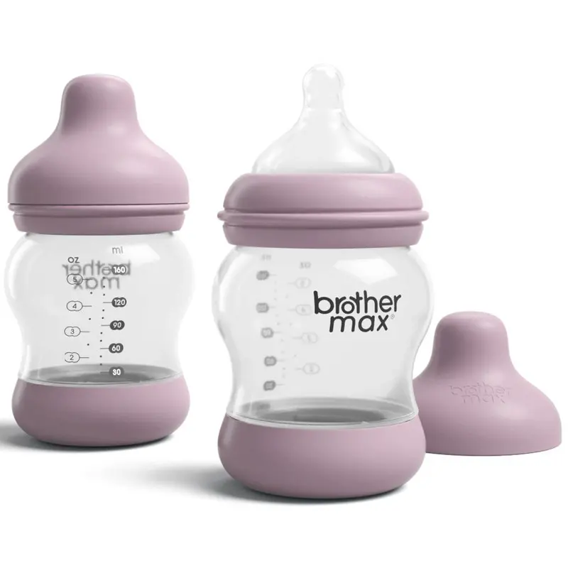 Brother Max Anti-Colic Baby Bottle – 160 Ml (5 Oz), Pink Pack Of 2 With S-Flow Teats 1