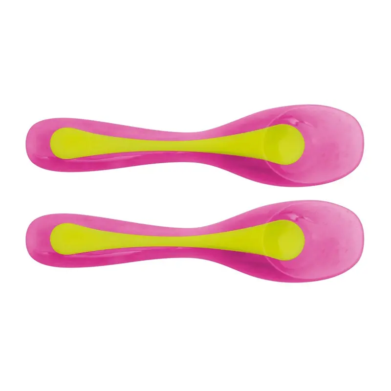Brother Max Dual-Color Travel Spoon Set – Pink & Green 1