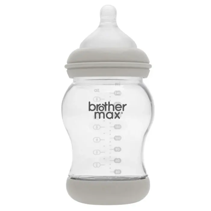 Brother Max Pp Anti-Colic Baby Bottle – 240Ml (8Oz), Grey With Size M Nipple 1