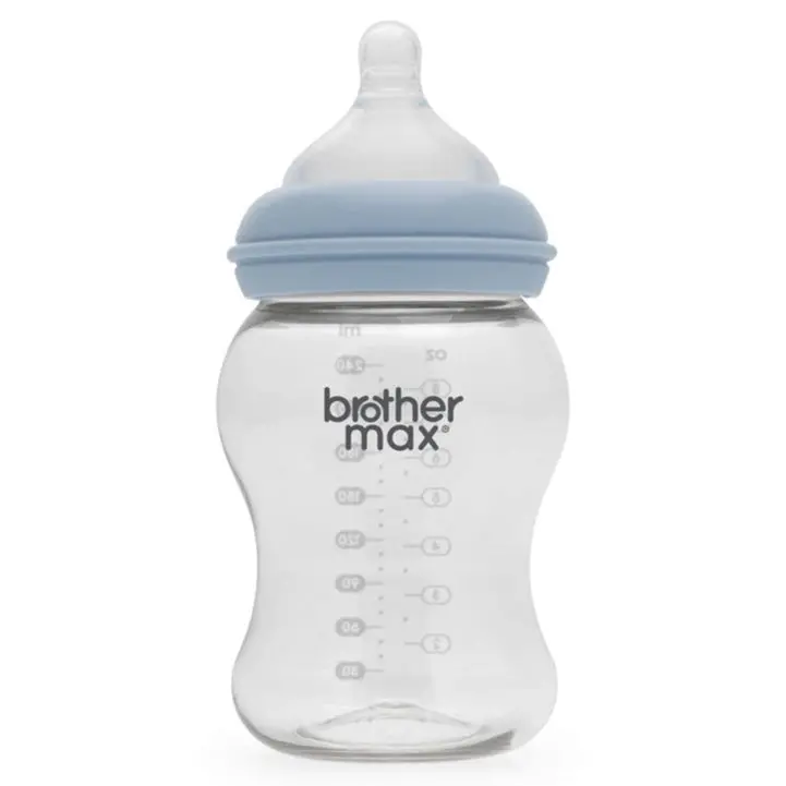 Brother Max Pp Baby Bottle – Extra-Wide Neck, 240Ml (8Oz), Blue With Size M Nipple 1