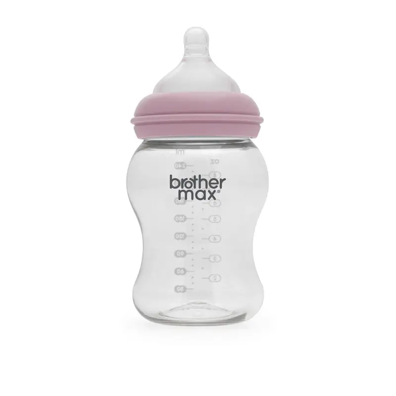 Brother Max Pp Extra-Wide Neck Feeding Bottle – 240Ml, Pink (Medium Flow Teat) 1