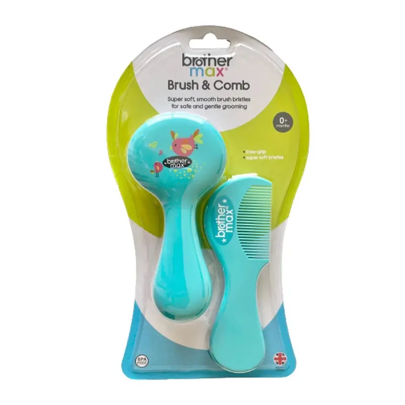 Brother Max Smooth-Bristle Brush & Comb Combo – Blue 1