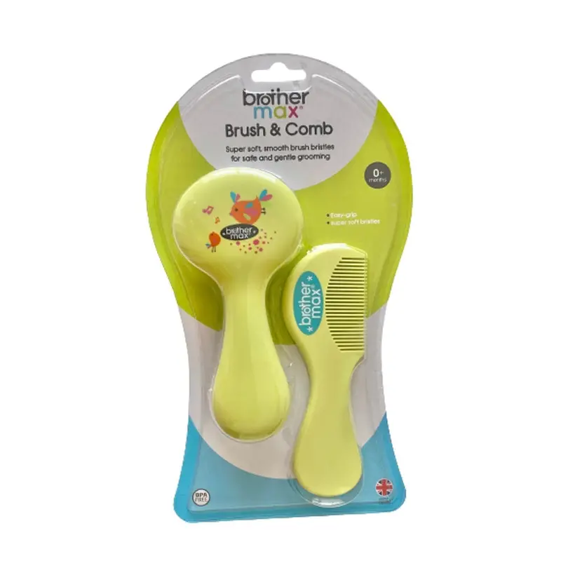 Brother Max Soft-Bristle Hair Brush & Comb Set – Green 1