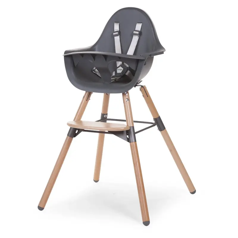 Childhome Evolu 2-In-1 Adjustable High Chair With Bumper – Natural Anthracite 1