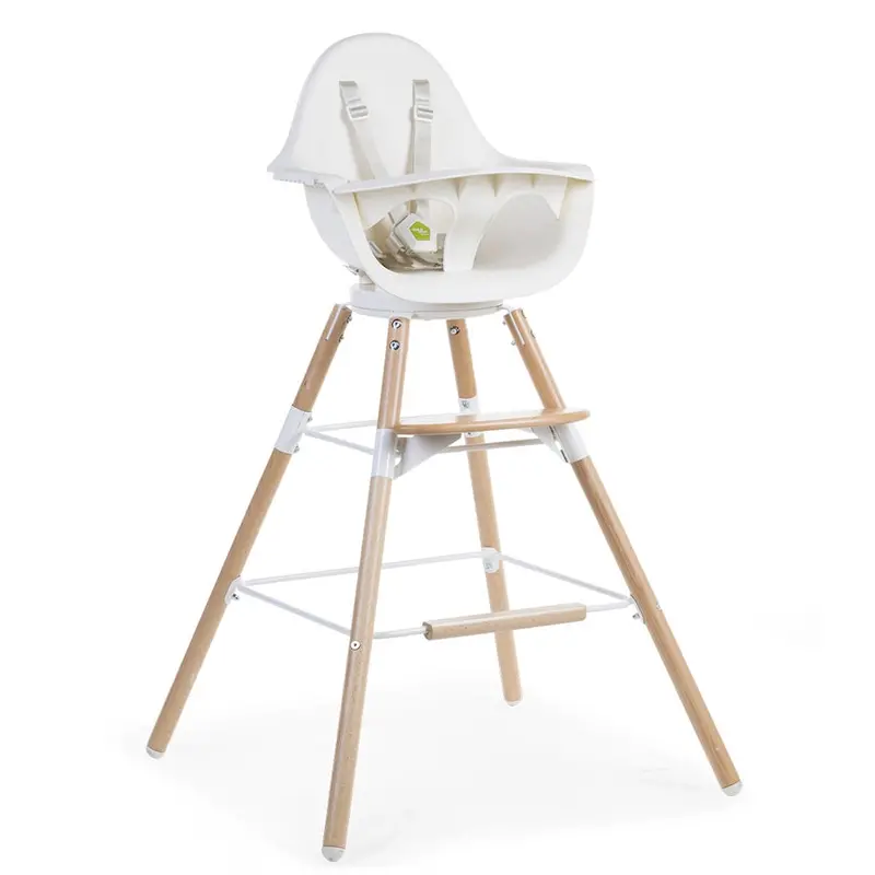 Childhome Evolu One 80° 2-In-1 Highchair With Bumper – Natural & White 1