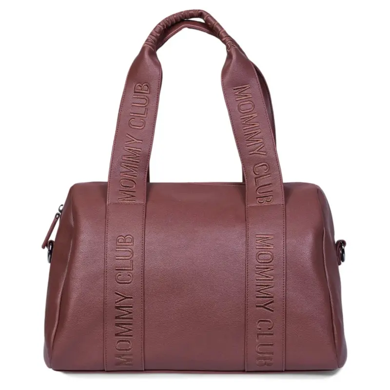 Childhome Mommy Club Signature Diaper Bag – Simulated Dark Brown Leather 1