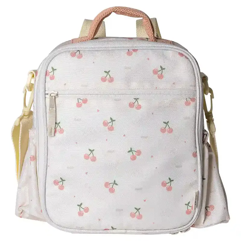 Citron 2022 Cherry-Print Insulated Lunch Bag With Backpack Function 1