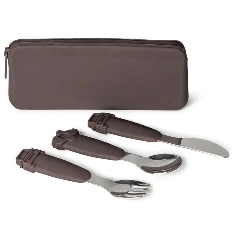 Citron Plum Silicone Cutlery Set With Carry Pouch 1