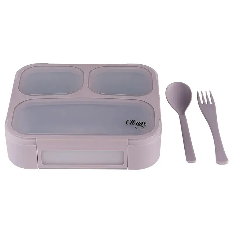 Citron Purple Lunchbox With Integrated Fork And Spoon 1