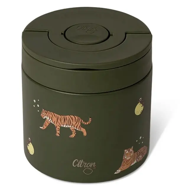 Citron Tiger 350Ml Stainless Steel Food Jar – Adorable Animal Design, Double-Wall Insulation 1