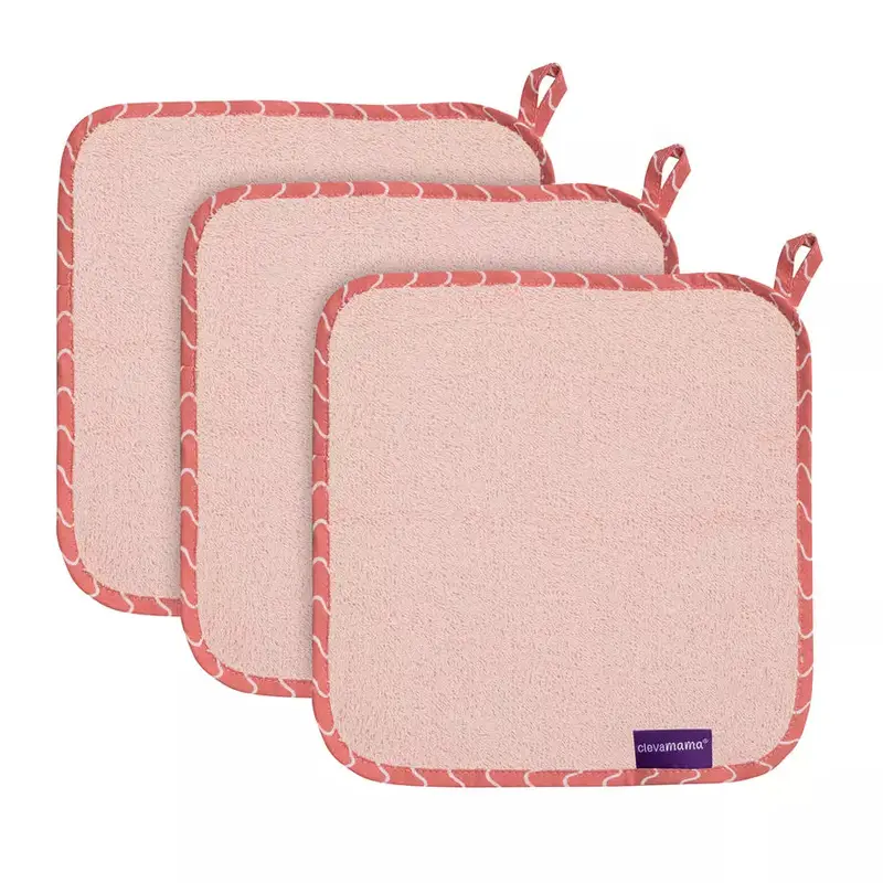 Clevamama Soft Bamboo Baby Washcloths – 3-Piece Set In Blush Pink 1