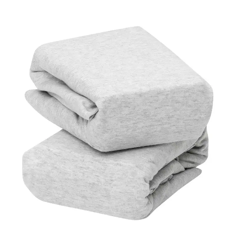 Clevamama Stretch Jersey Fitted Sheets – Universal Cot & Cot Bed Size (70 X 140 X 17 Cm), 2-Pack In Mélange Grey 1