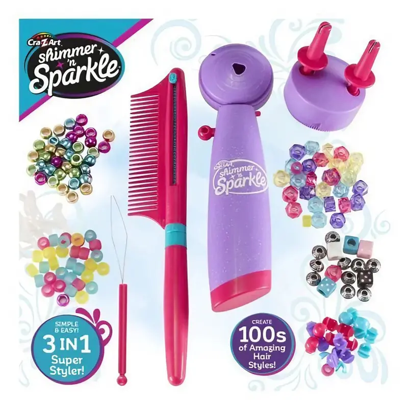 Cra-Z-Art Shimmer N Sparkle 3-In-1 Deluxe Styler Kit – Hair & Craft Set 1
