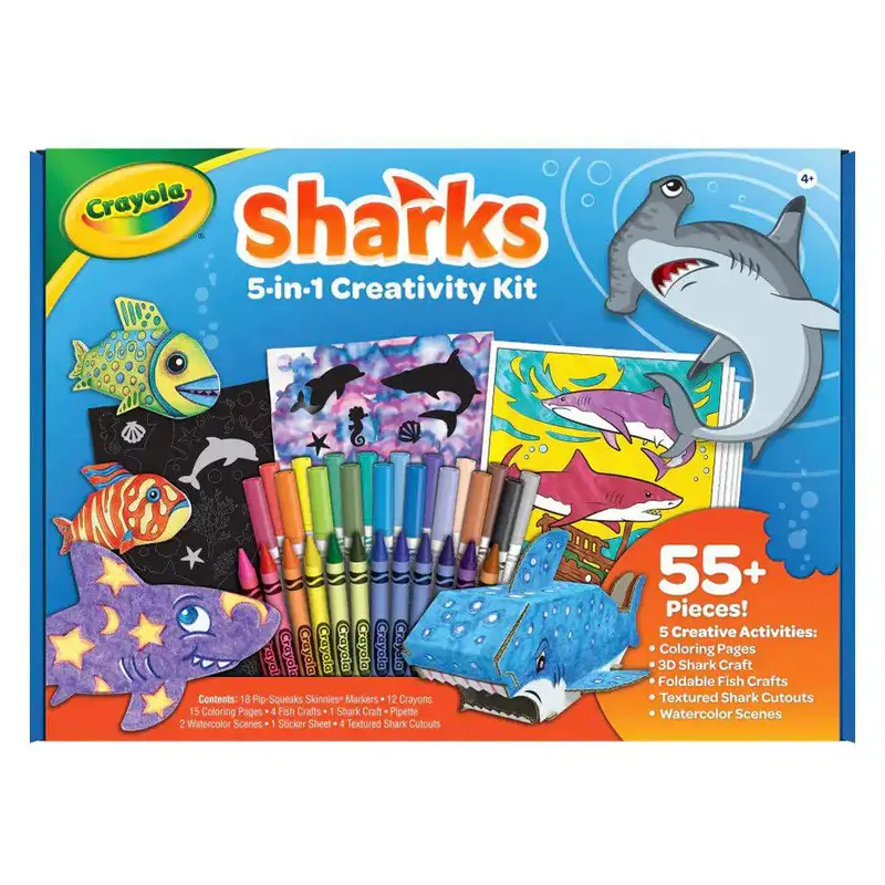 Crayola Sharks 5-In-1 Creativity Kit With 55+ Pieces 1