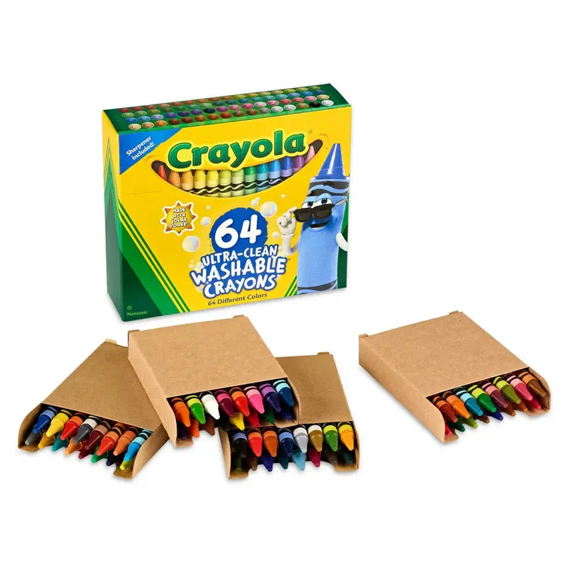 Crayola Ultra-Clean Washable Crayons – 64-Count Set With Built-In Sharpener 1