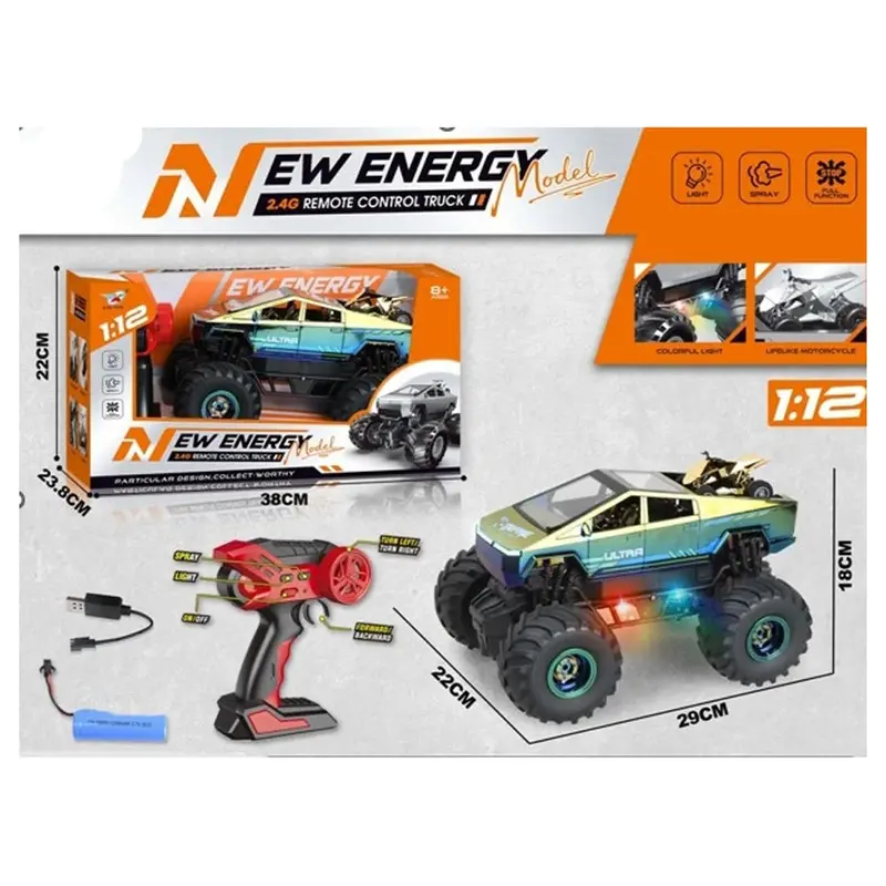 Cyber-Themed Rc Monster Truck – 1:12 Scale With Smoke Effect 1