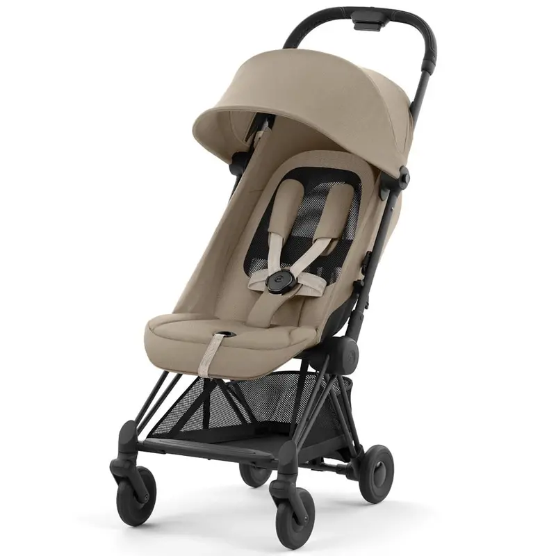 Cybex Coya Ultra-Compact Travel Stroller – Matte Black & Cozy Beige 1