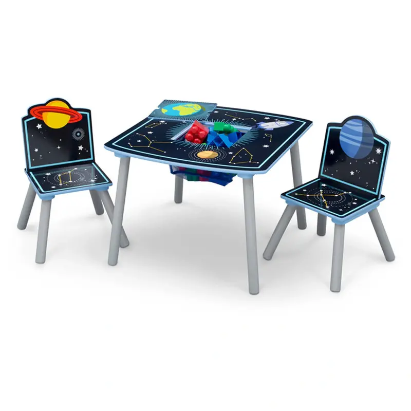 Delta Children Space Adventures Kids’ Wooden Table And Chair Set With Storage Compartment 1