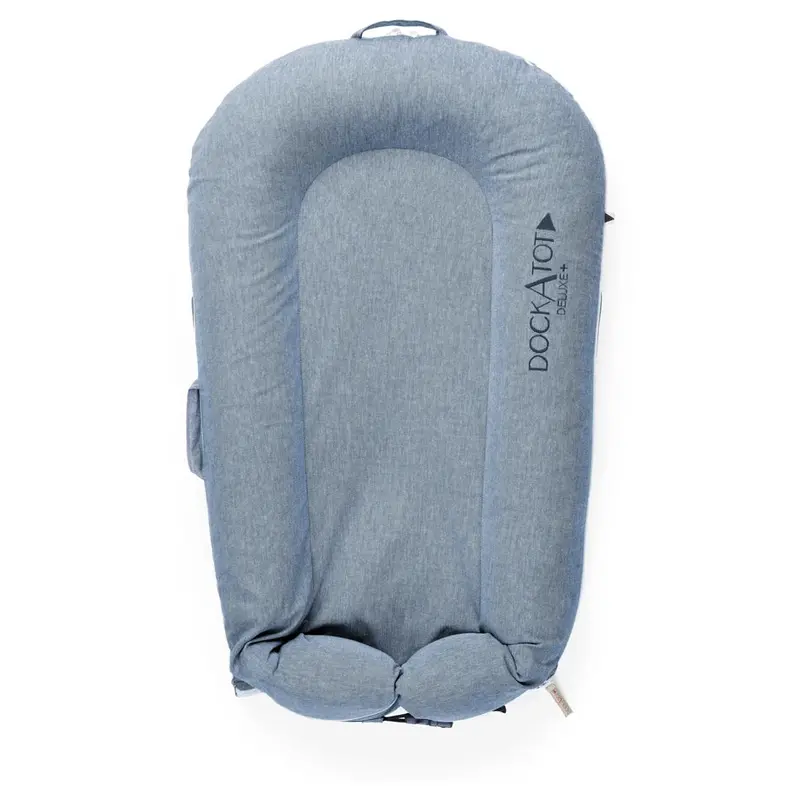 Dockatot Deluxe+ Baby Lounger In Indigo Chambray Fabric 1