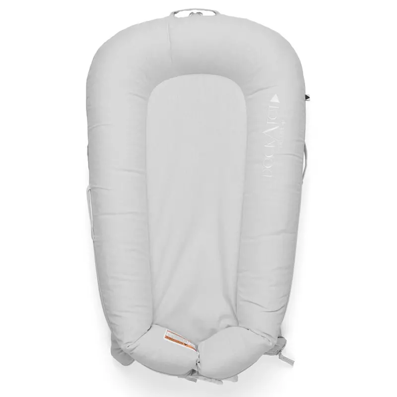 Dockatot Deluxe+ Pod – Fog Grey Chambray Baby Lounger For Co-Sleeping 1