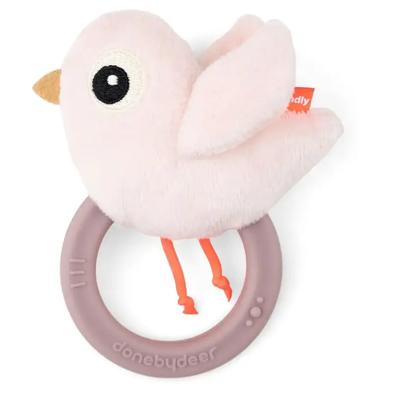 Done By Deer Birdee Sensory Rattle & Teether – Soft Powder Hue 1