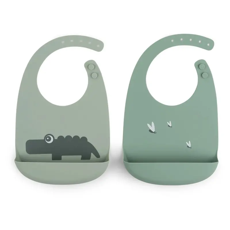 Done By Deer Croco Green Silicone Bib Pack – 2-Piece Set 1
