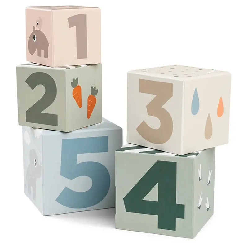 Done By Deer Deer Friends Stacking Cubes – 5-Piece Colourful Set 1