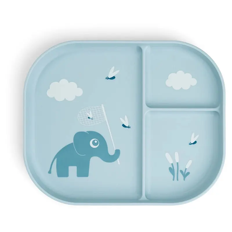 Done By Deer Elphee Compartment Plate – Soothing Blue Baby Dish 1
