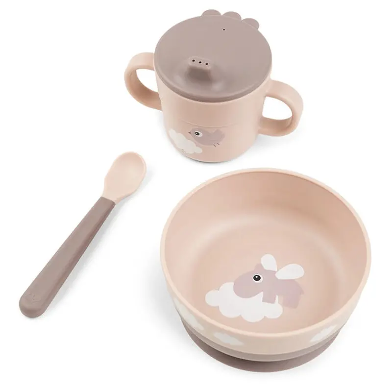 Done By Deer Foodie First Meal Set – Happy Clouds Design In Powder Tone 1
