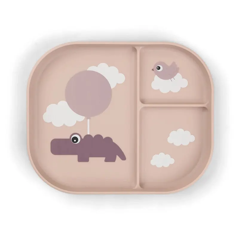 Done By Deer Happy Clouds Compartment Plate – Powder-Tone Feeding Dish 1