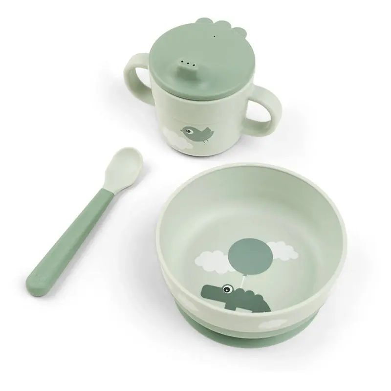 Done By Deer Happy Clouds First Meal Set – Eco-Friendly Baby Feeding Kit (Green) 1