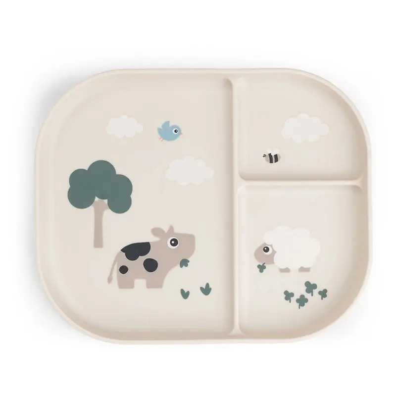 Done By Deer Tiny Farm Foodie Compartment Plate – Sand Colour 1