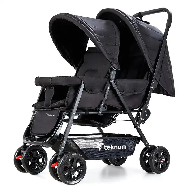 Double Baby Stroller – Premium Black All-Terrain Tandem Carrier By Teknum 1