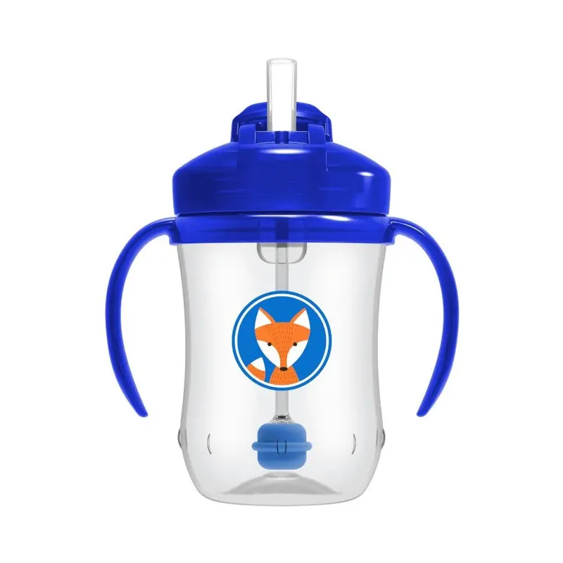 Dr. Brown'S First Straw Cup With Handles – 9 Oz, Blue Decor, Ages 6+ Months 1