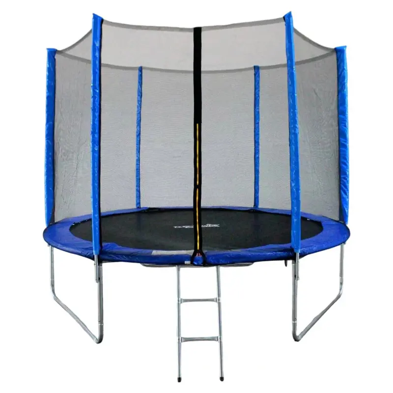 Dynamic Sports Funjump 10-Foot Blue Trampoline W/ Enclosed Safety Net, Low-Profile Frame & Access Ladder 1
