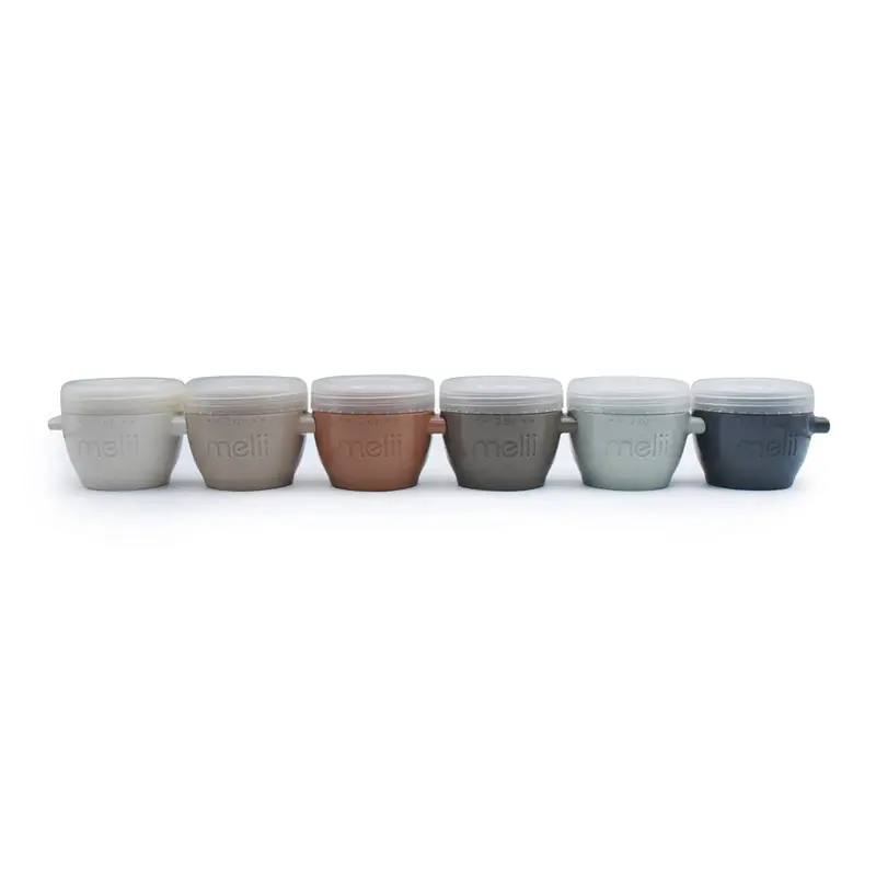 Earth-Tone Snap & Go Pods – 2 Oz Melii Portable Baby Food Containers (6-Pack) 1
