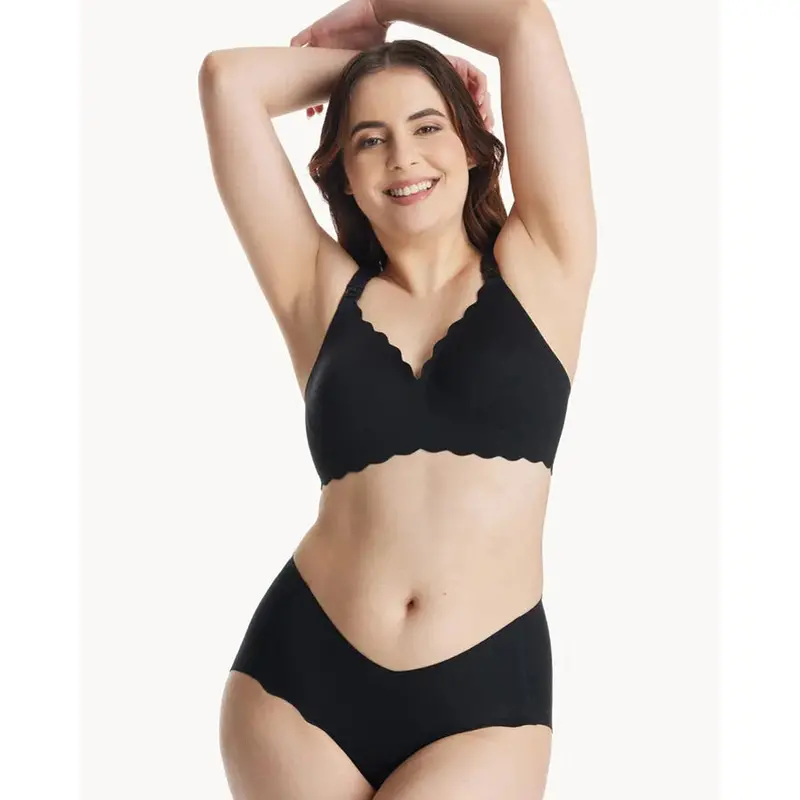 Elegant Floral Seamless Nursing Bra In Black – Momcozy 1