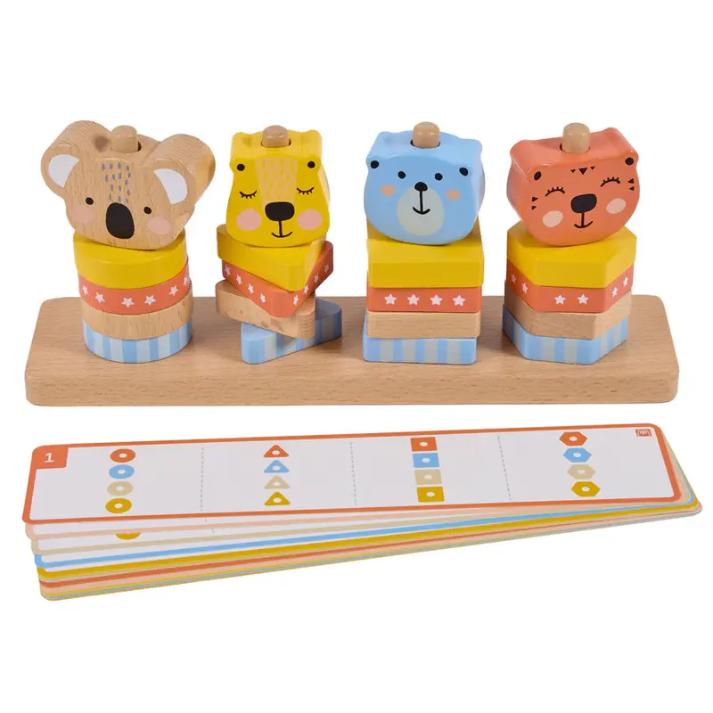 Eurekakids Geo Animals Stacking Toy With Montessori Activity Cards 1